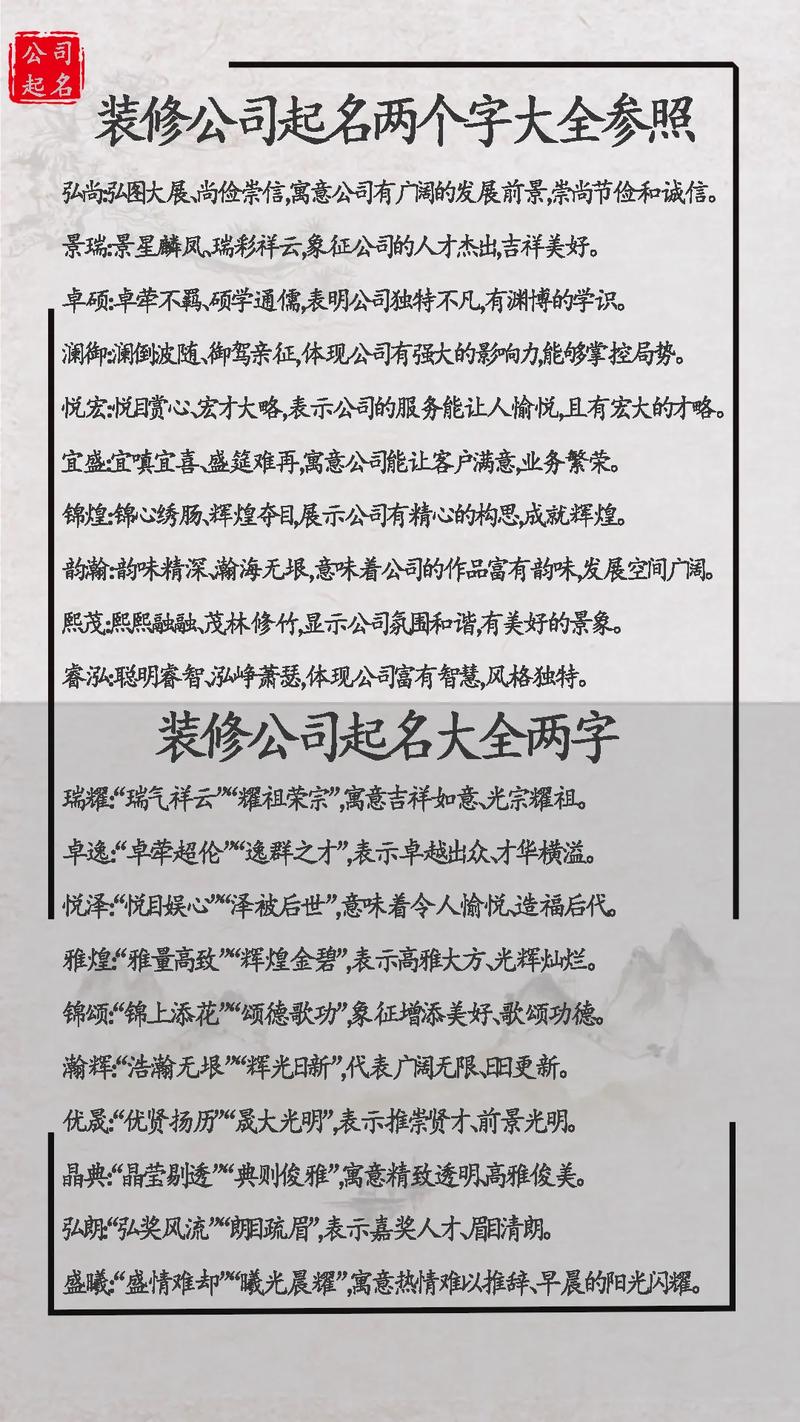 公司取名字大全集